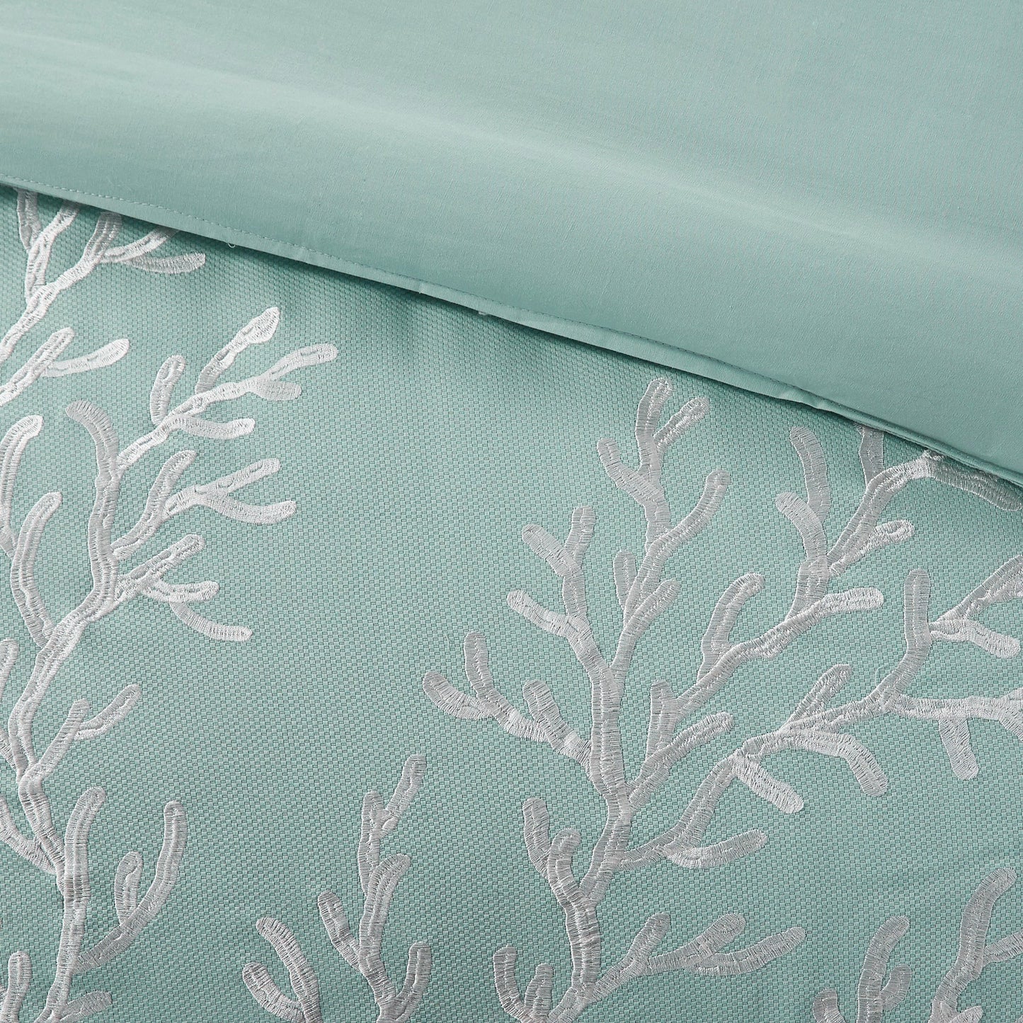 Oversized Cotton Jacquard Comforter Set Aqua Cal King; aqua jacquard with white embroidery on Tampa Home & Garden Store