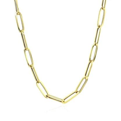 14K yellow gold bold paperclip chain necklace, 4.2 mm links, by Bids.com on Tampa Home & Garden Store