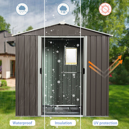 88.98in outdoor metal storage shed with window, dark gray finish; insulated, UV protection on Tampa Home & Garden Store