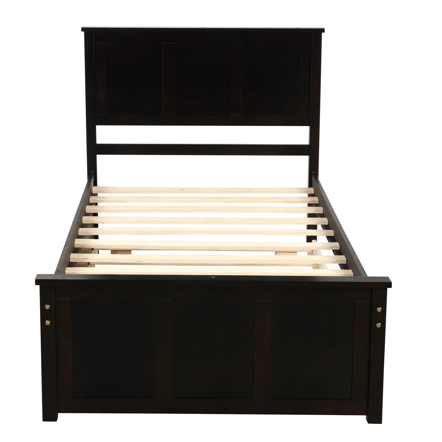 Platform storage bed in dark espresso wood with a slatted base by Unique Piece Furniture on Tampa Home & Garden Store