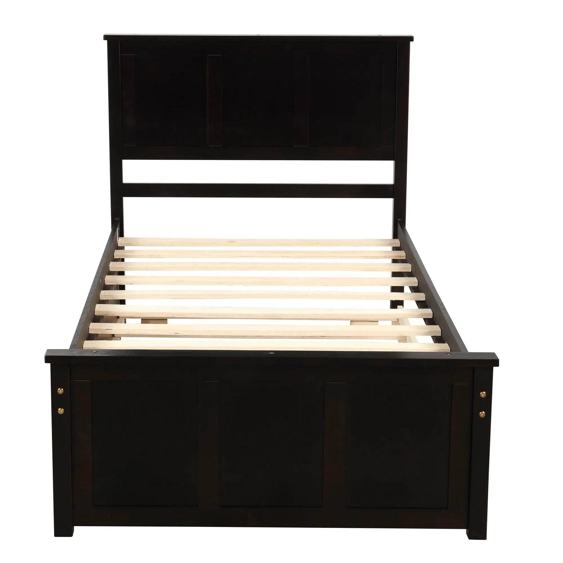 Platform storage bed in dark espresso wood with a slatted base by Unique Piece Furniture on Tampa Home & Garden Store