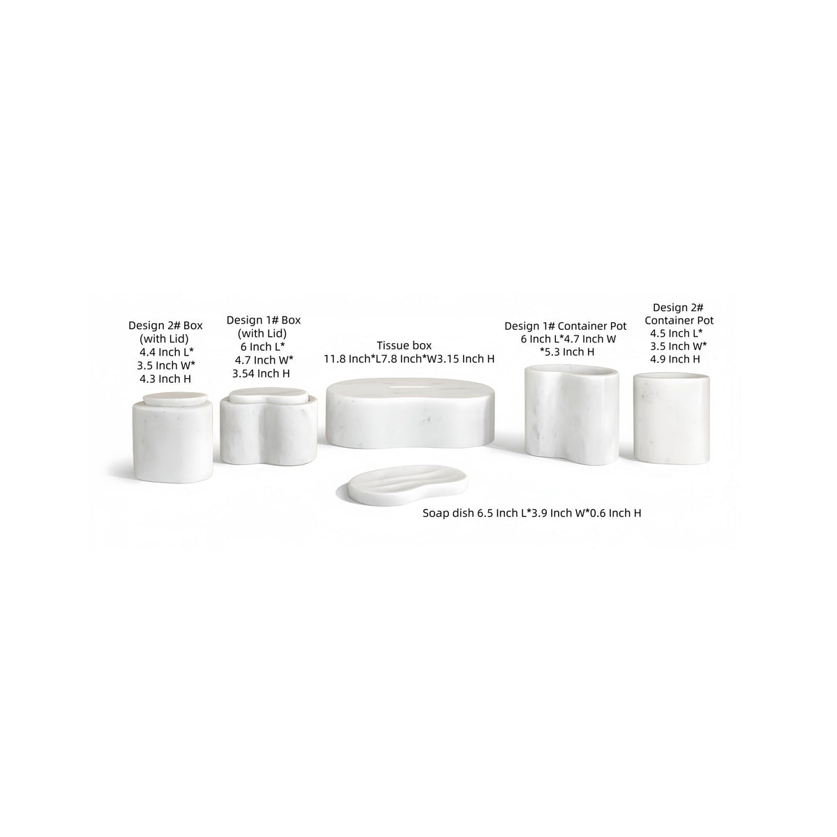 Elegant Natural Marble Bathroom Accessories Set by HouseOfZazla with containers and soap dish on Tampa Home & Garden Store