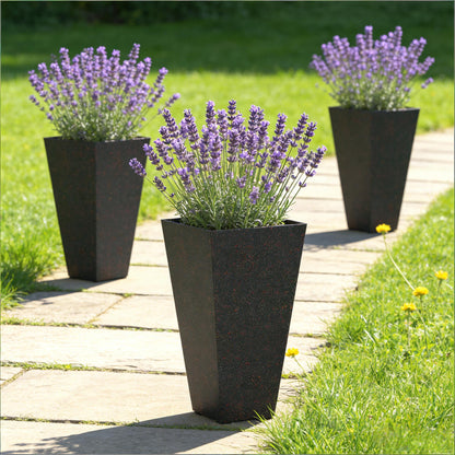 Set of 3 tall flower pots with marble finish