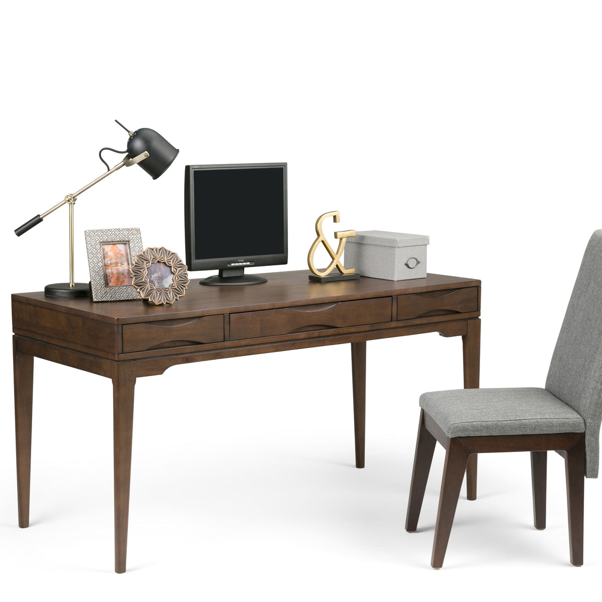 Handcrafted Writing Desk and Keyboard Tray in dark walnut wood by HouseOfZazla on Tampa Home & Garden Store