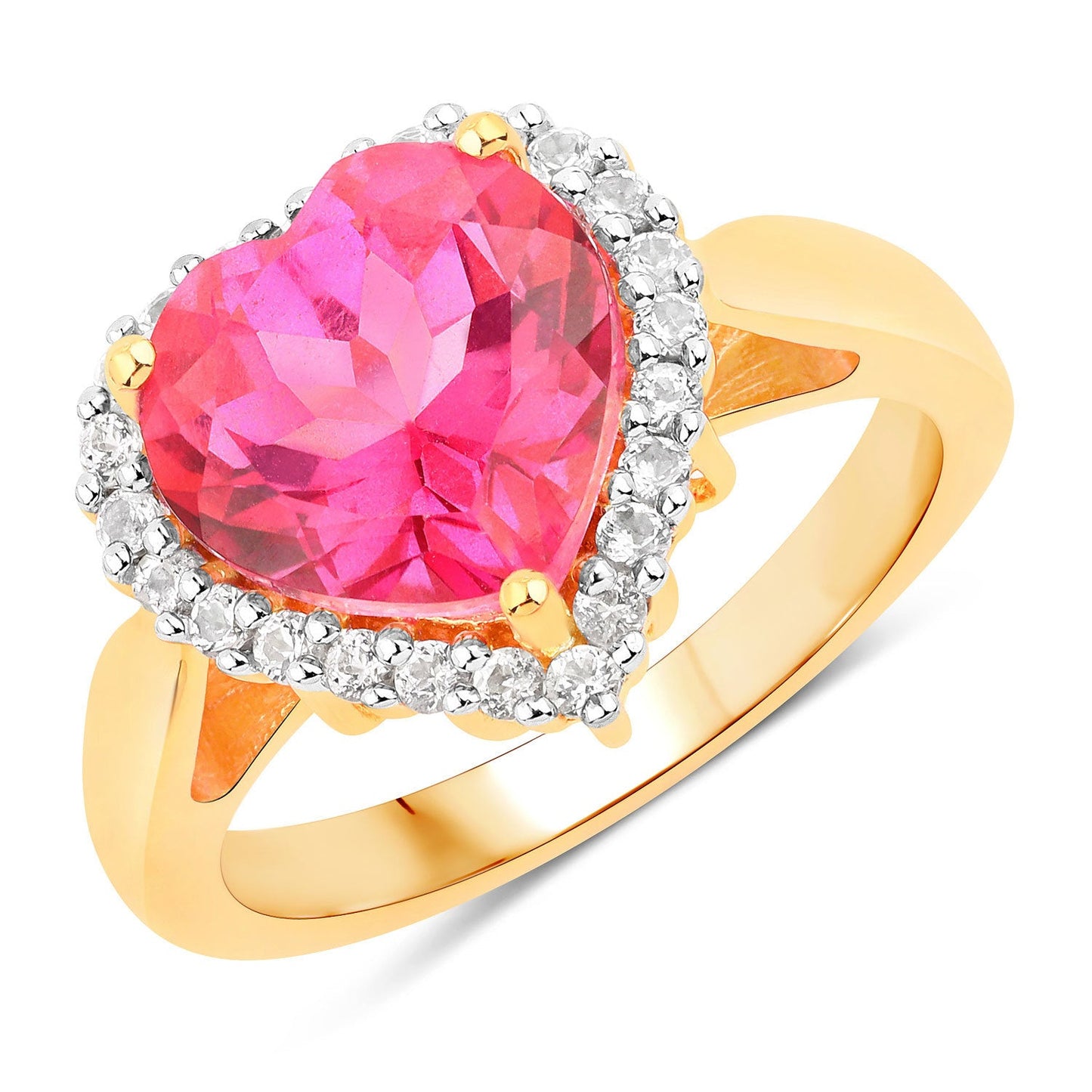 5.03ct Pink Topaz and White Topaz Ring, gold-tone with diamond halo, Bids.com on Tampa Home & Garden Store