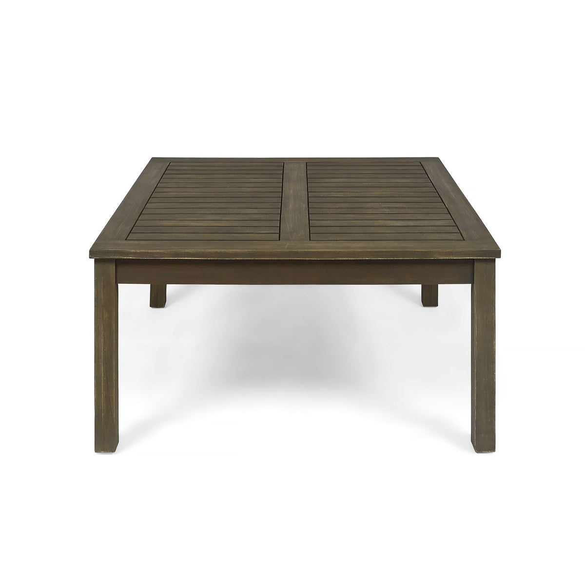 Perla rustic square coffee table with block legs in dark brown finish, slatted top on Tampa Home & Garden Store
