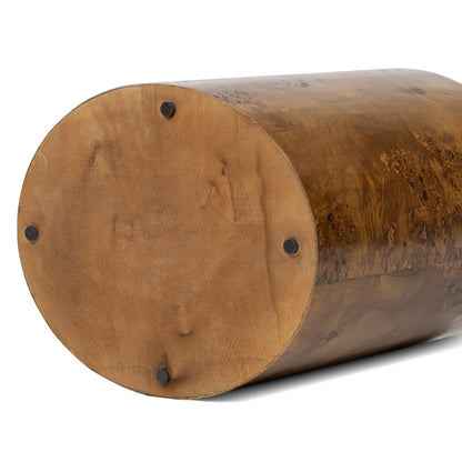Accent oval pillar side table Burl wood veneer brown HouseOfZazla on Tampa Home & Garden Store