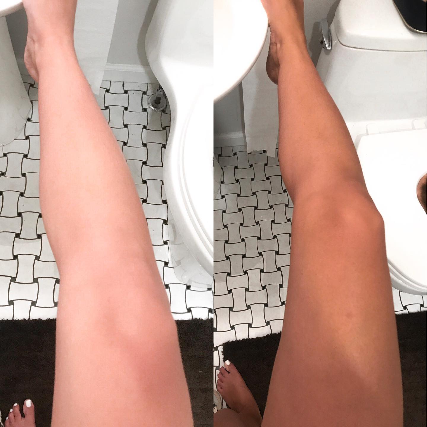 Rapid Rinse Self Tanner Mousse dark neutral bronze whipped foam legs before after tanning on Tampa Home & Garden Store