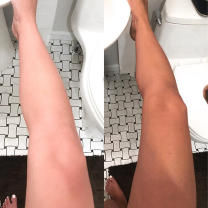 Rapid Rinse Self Tanner Mousse dark neutral bronze whipped foam legs before after tanning on Tampa Home & Garden Store