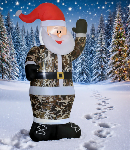 Christmas inflatable Santa Claus in camouflage suit, outdoor decor by HouseOfZazla on Tampa Home & Garden Store