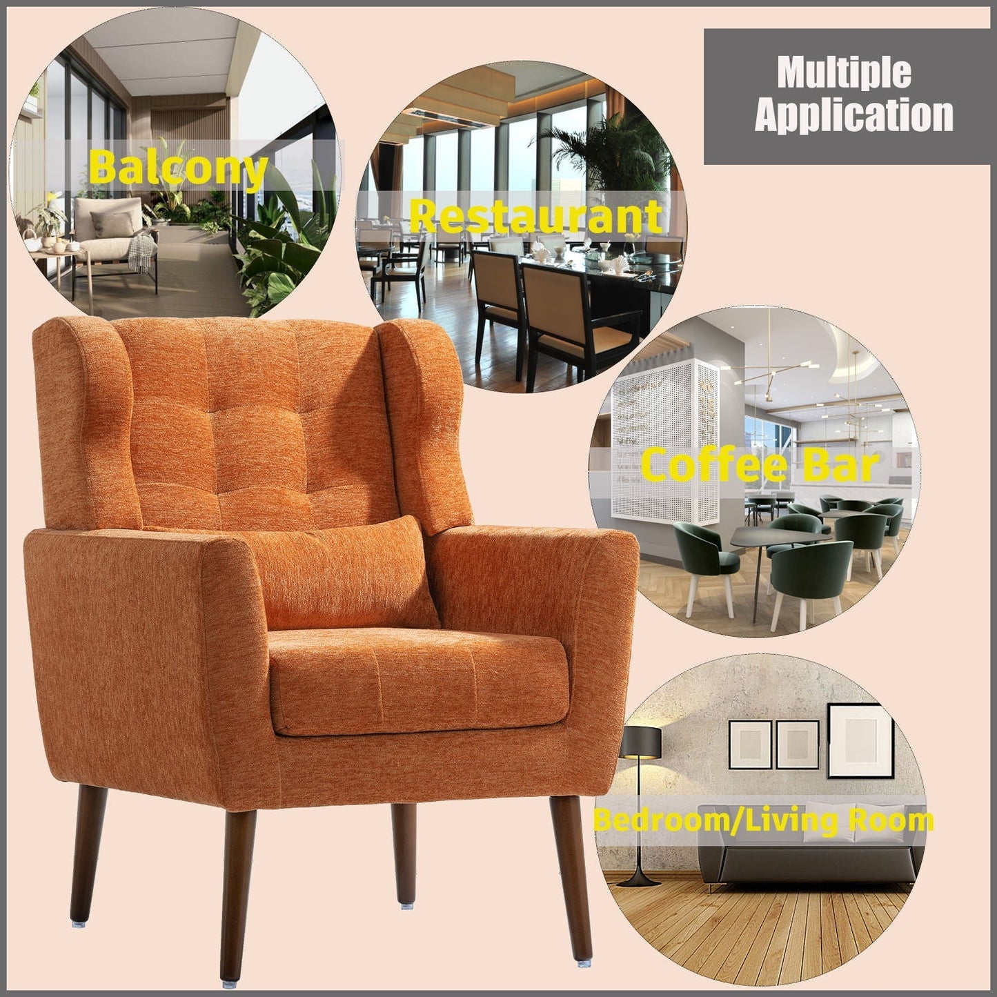 Modern Padded Accent Chair and Extra Pillow