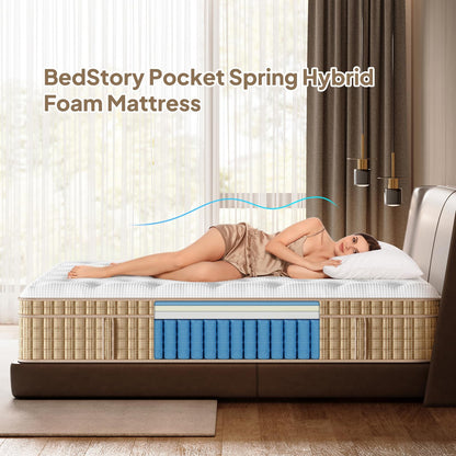 14-inch hybrid mattress with innerspring and gel memory foam; blue foam layer in cross-section on Tampa Home & Garden Store