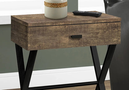 Accent Side X Table Storage Drawer Modern