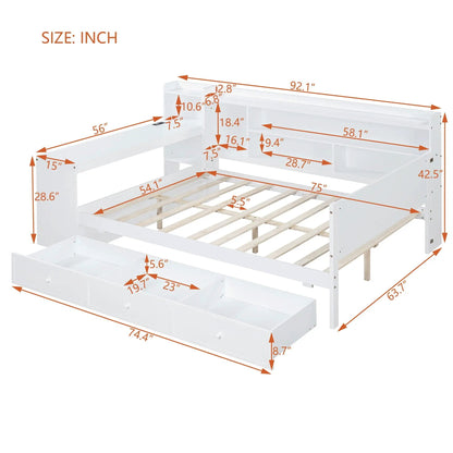 Daybed with desk and three drawers by Unique Piece Furniture, white storage bed with USB ports on Tampa Home & Garden Store