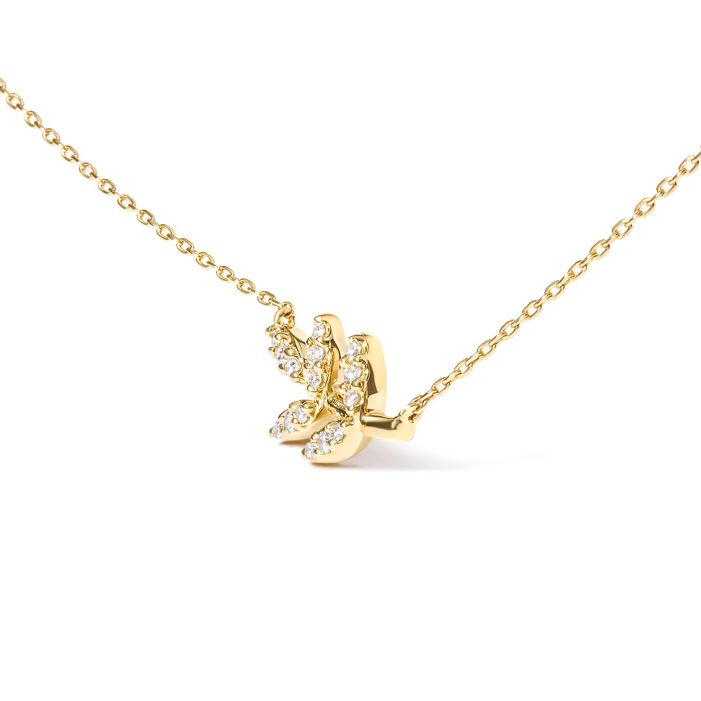 10K yellow gold 1/10 Cttw diamond leaf and branch pendant necklace, 18in chain, by Bids.com on Tampa Home & Garden Store