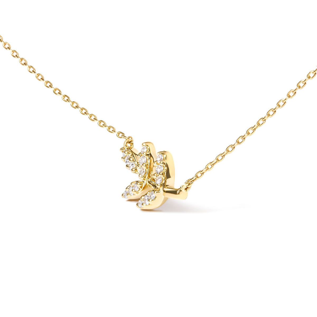 10K yellow gold 1/10 Cttw diamond leaf and branch pendant necklace, 18in chain, by Bids.com on Tampa Home & Garden Store