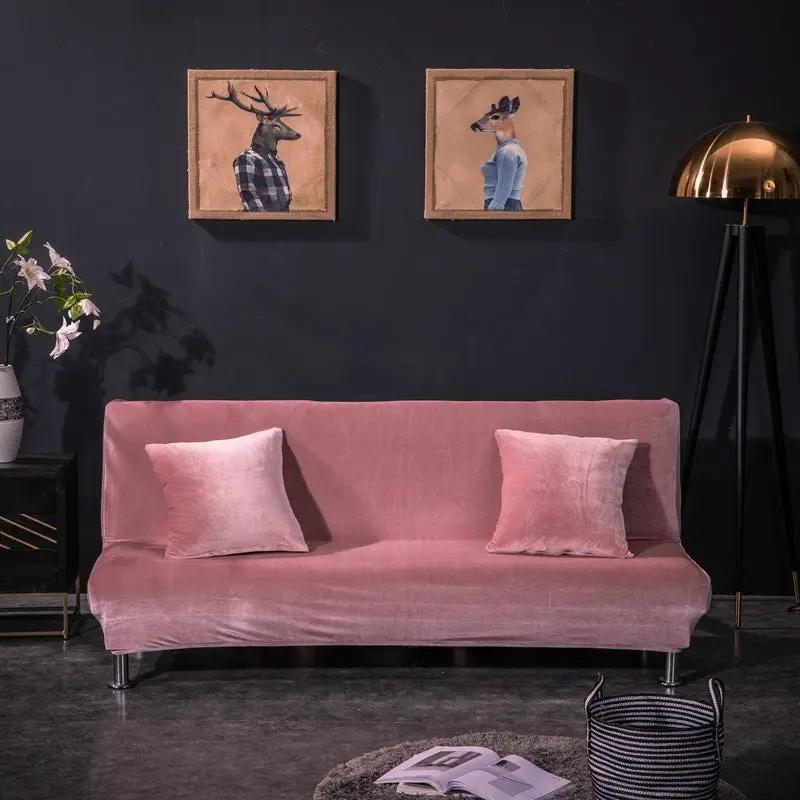 All-inclusive Silver Fox Velvet Armless Folding Sofa Bedspread on pink velvet sofa FLIPSTYLEZLLC on Tampa Home & Garden Store