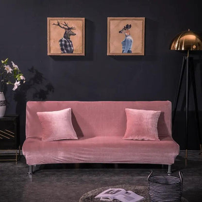 All-inclusive Silver Fox Velvet Armless Folding Sofa Bedspread on pink velvet sofa FLIPSTYLEZLLC on Tampa Home & Garden Store