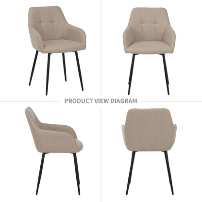 Dining Chair With Backrest and Wide Seat Set of 2