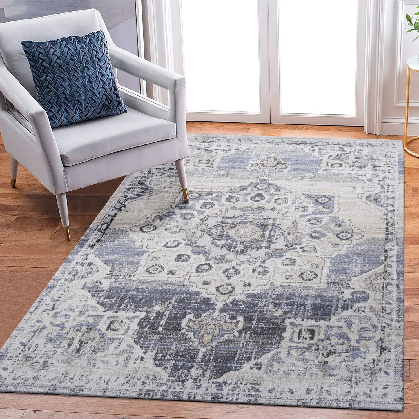 Payas Medallion Area Rug Neutral Tones Home Decor
