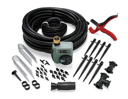 Shrub & Flower Bed Drip Kit with Timer 69535 Orbit Irrigation, black tubing and emitters on Tampa Home & Garden Store