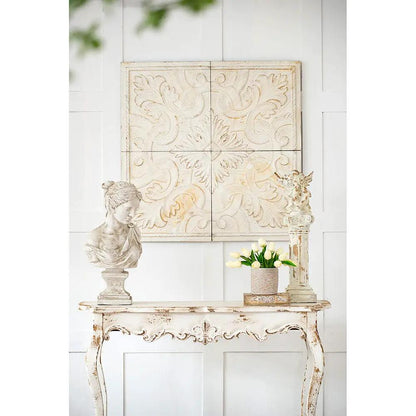 Distressed Wooden Wall Panels Set of 4 White