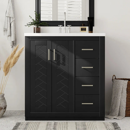 Bathroom vanity with sink in black finish, 3 drawers and soft-close doors Unique Piece Furniture on Tampa Home & Garden Store
