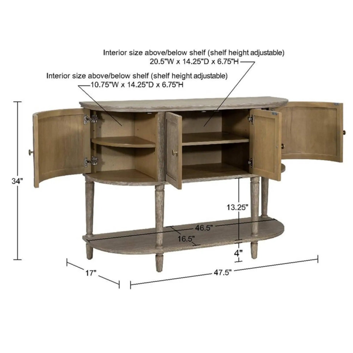 Bedford Accent Cabinet With Lower Shelf Natural