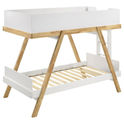Hicks bunk bed frame white with natural wood ladder legs by HouseOfZazla on Tampa Home & Garden Store
