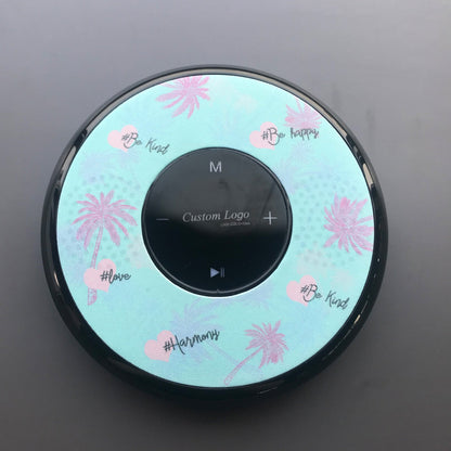 Waterproof Bluetooth speaker turquoise palm-tree patterned skin, circular design on Tampa Home & Garden Store