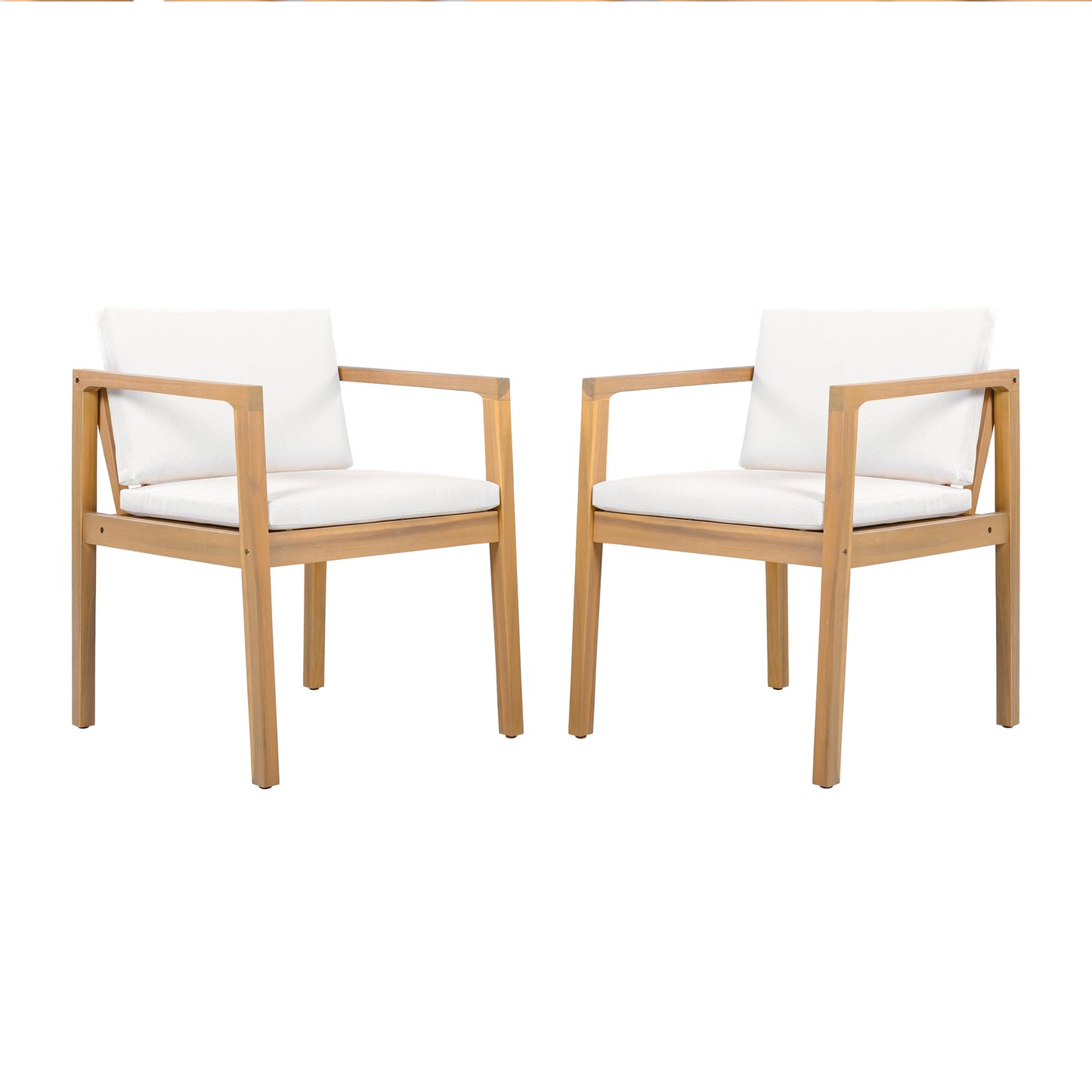 Acacia Wood Outdoor Dining Chairs Set of Two