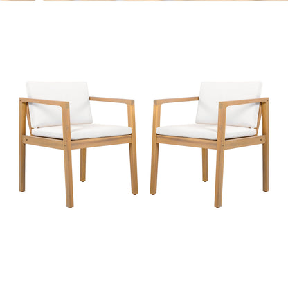 Acacia Wood Outdoor Dining Chairs Set of Two