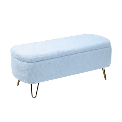 Soft Faux Fur Storage Ottoman For Bedroom