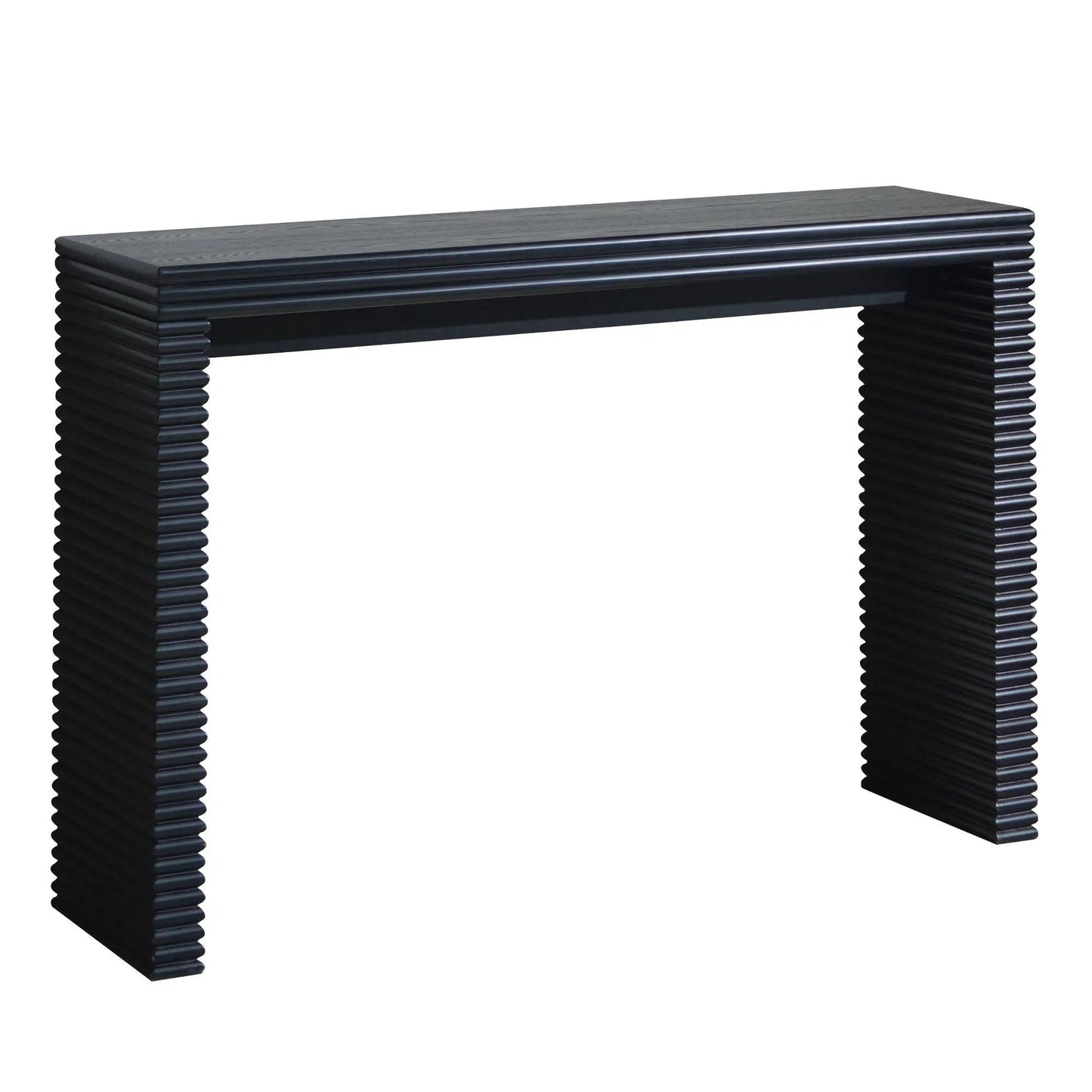 Modern console table in black with ribbed stacked leg columns by Unique Piece Furniture on Tampa Home & Garden Store