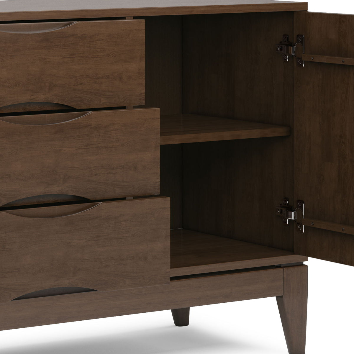 Solid wood sideboard buffet with 3 drawers and open shelf in brown finish by HouseOfZazla on Tampa Home & Garden Store
