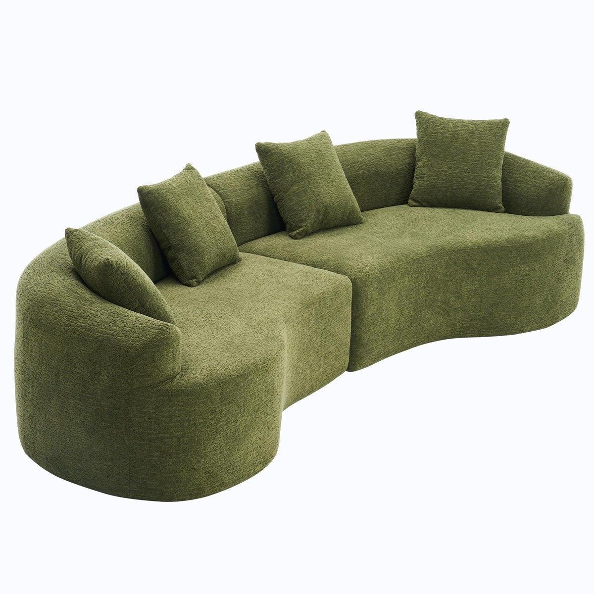 4-seater green textured fabric sofa with multiple back cushions by HouseOfZazla on Tampa Home & Garden Store