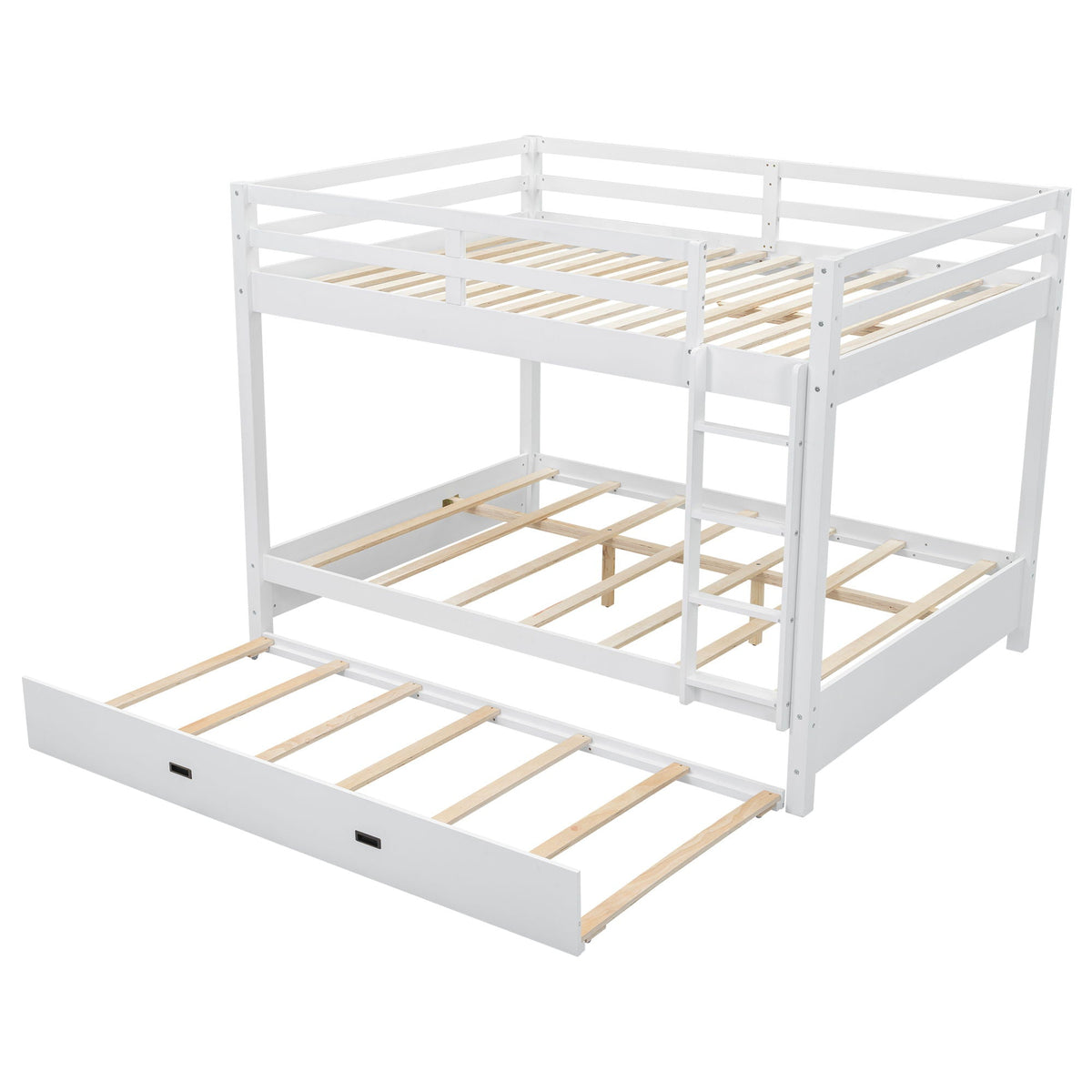 Sturdy white wooden bunk bed with ladder, slatted bunks, HouseOfZazla on Tampa Home & Garden Store