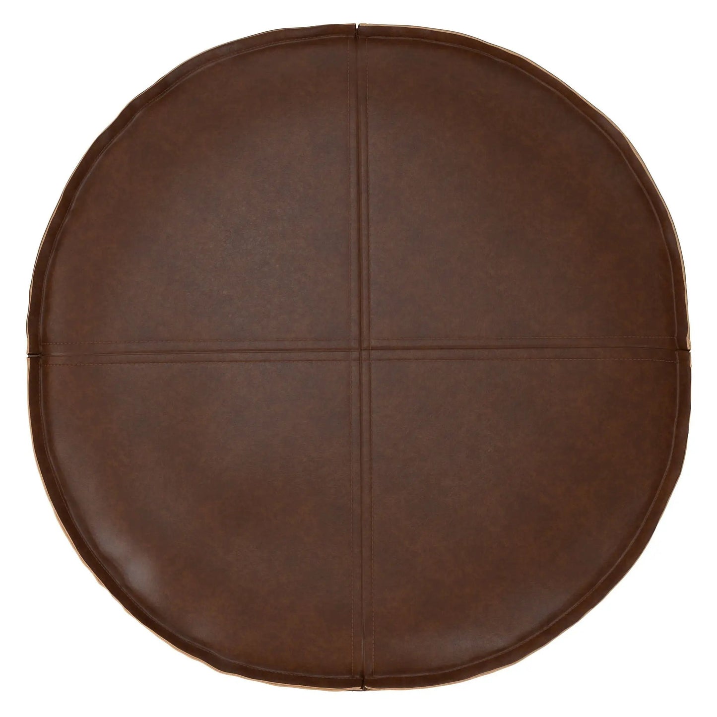 Brody Round Pouf brown leather accent pouf Unique Piece Furniture on Tampa Home & Garden Store