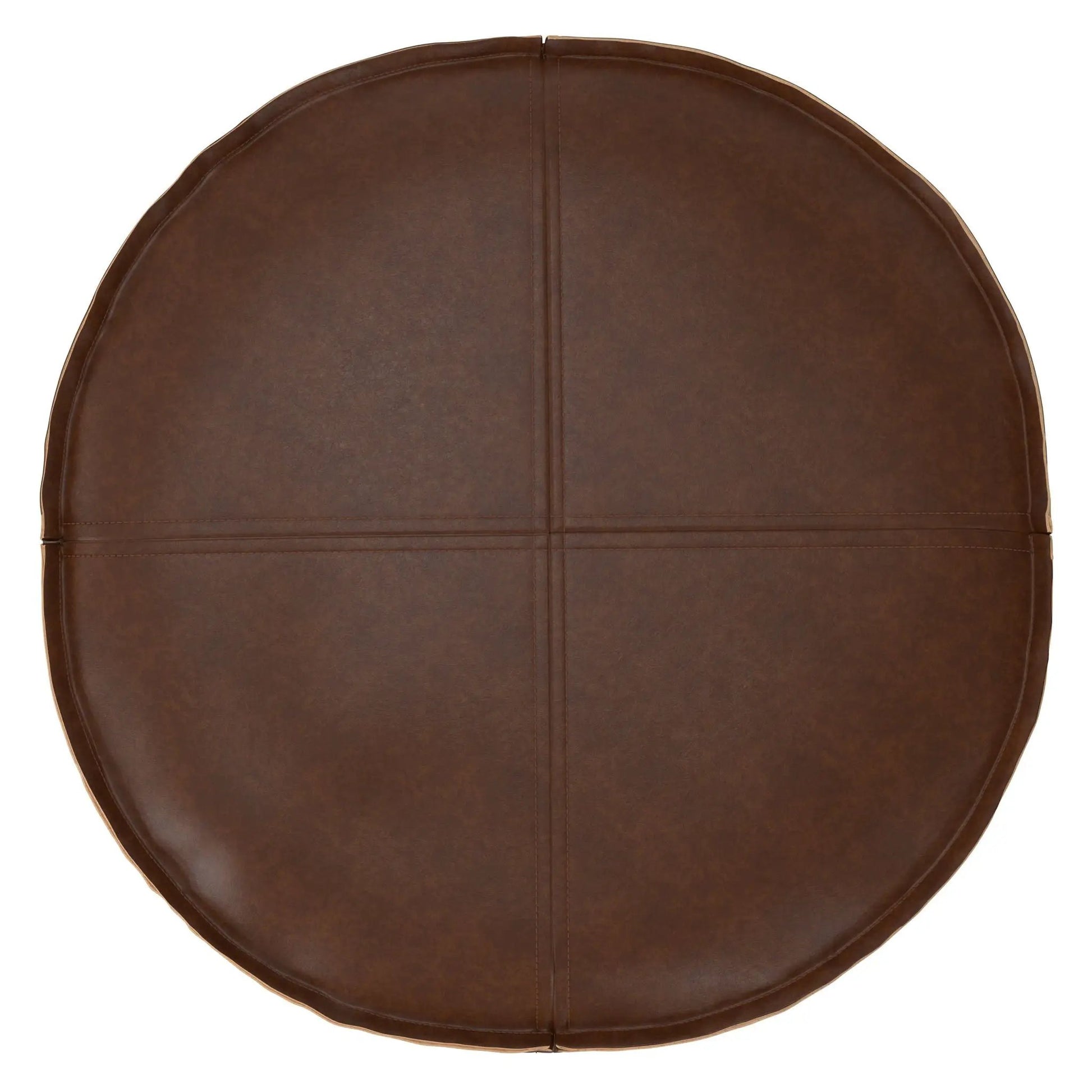 Brody Round Pouf brown leather accent pouf Unique Piece Furniture on Tampa Home & Garden Store