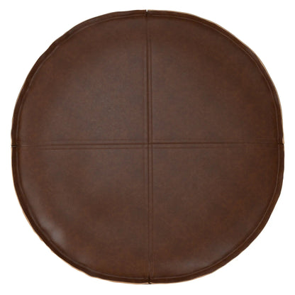Brody Round Pouf brown leather accent pouf Unique Piece Furniture on Tampa Home & Garden Store