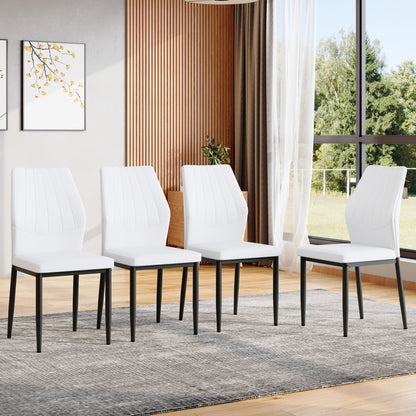 Dining chairs with shell pattern, white upholstery, black metal legs, HouseOfZazla set of 4 on Tampa Home & Garden Store