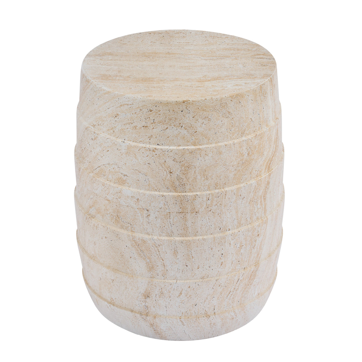 Modern Beige Outdoor Side Table with Ribbed
