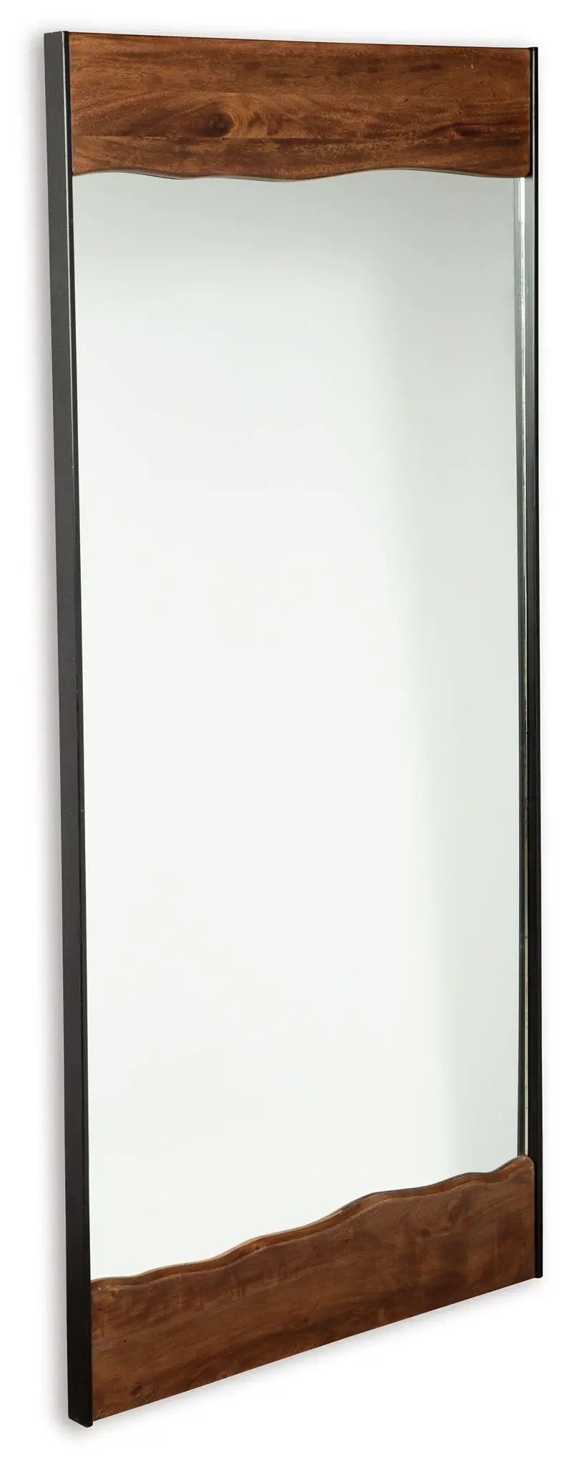 Panchali Floor Mirror brown wood accents with black metal frame by Unique Piece Furniture on Tampa Home & Garden Store