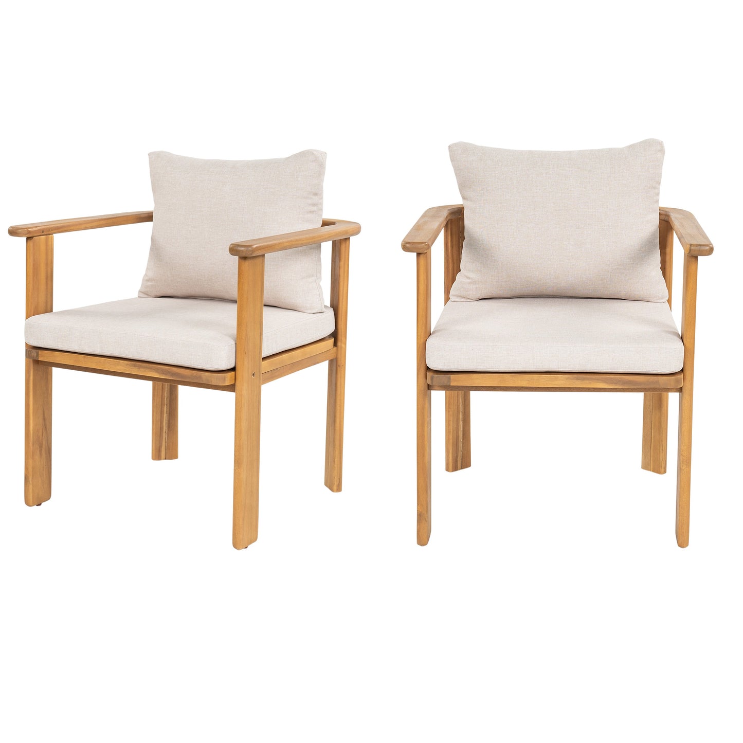 Kaja Outdoor Acacia Wood Dining Chair With A Pad