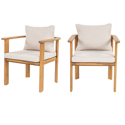Kaja Outdoor Acacia Wood Dining Chair With A Pad