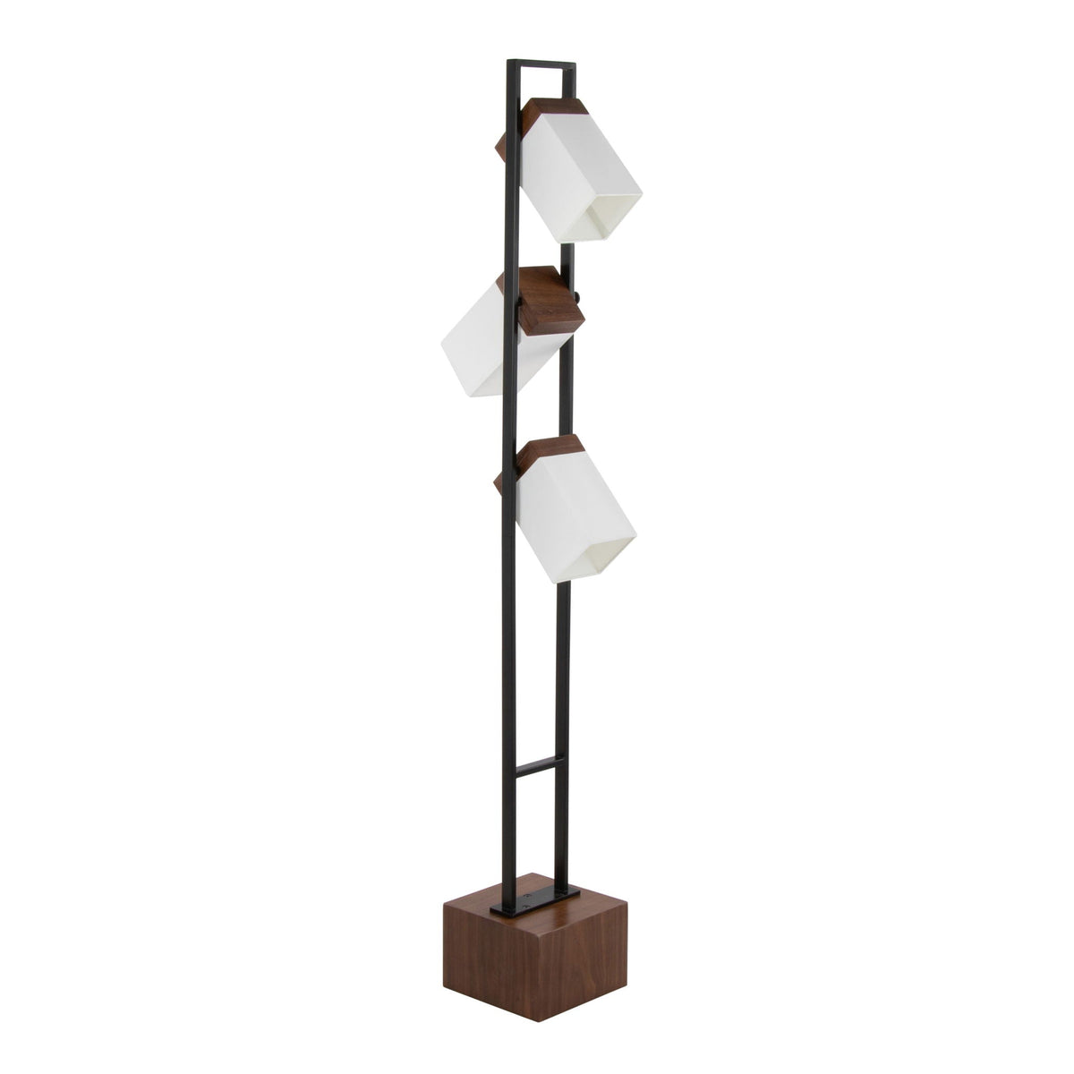 Bento Contemporary Floor Lamp black walnut white geometric cube shades by HouseOfZazla on Tampa Home & Garden Store