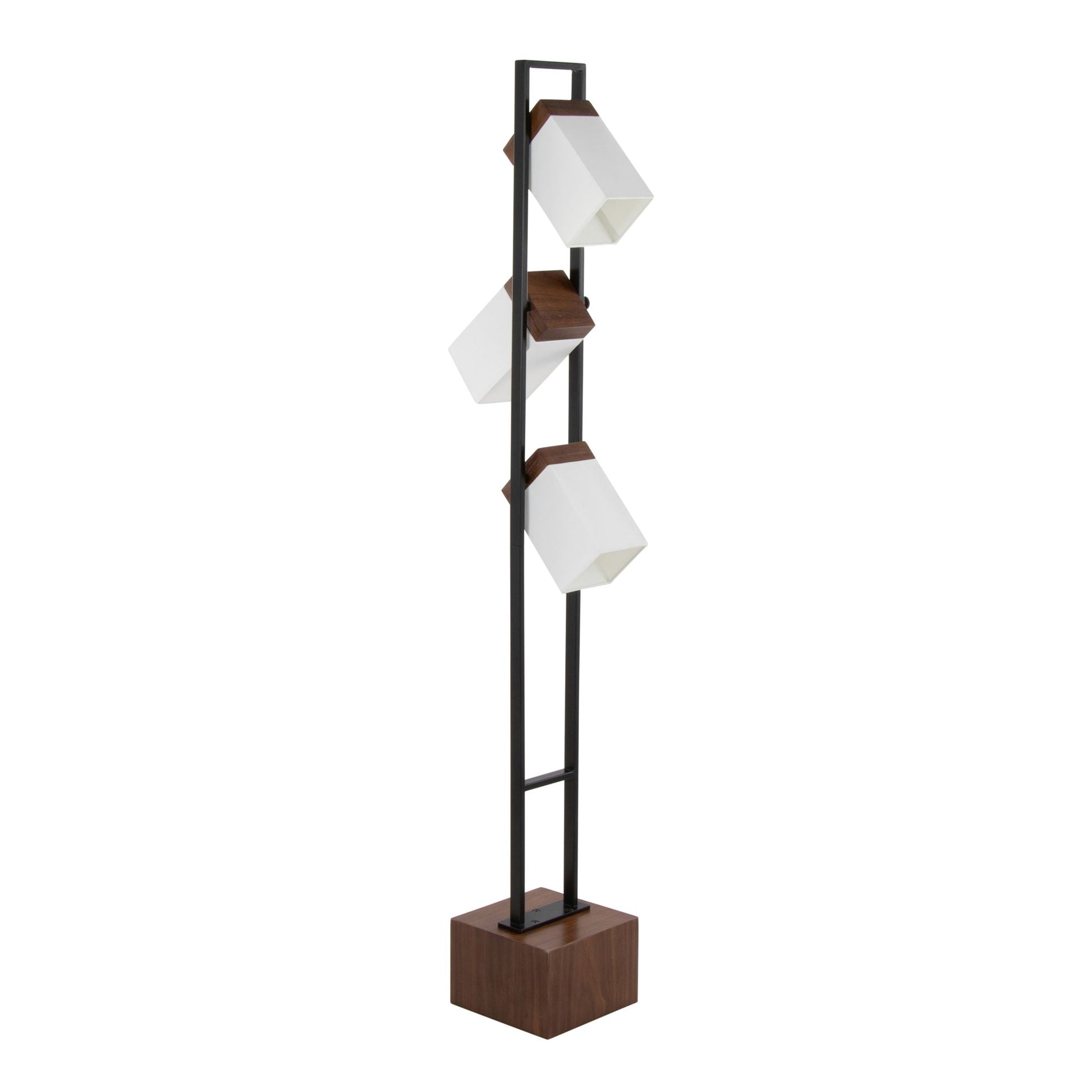 Bento Contemporary Floor Lamp black walnut white geometric cube shades by HouseOfZazla on Tampa Home & Garden Store