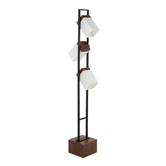 Bento Contemporary Floor Lamp black walnut white geometric cube shades by HouseOfZazla on Tampa Home & Garden Store