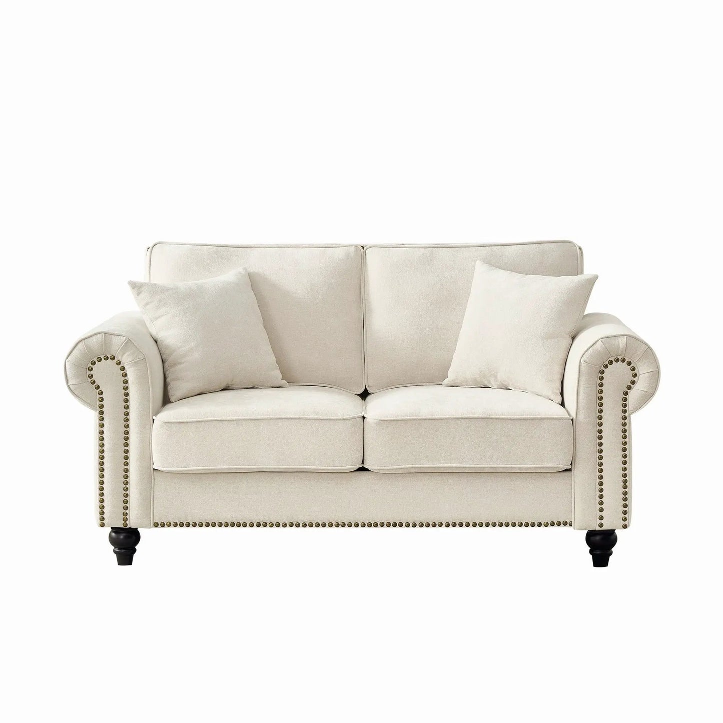 2 Seater Sofa with Rolled Arms, tufted beige upholstery by Unique Piece Furniture on Tampa Home & Garden Store