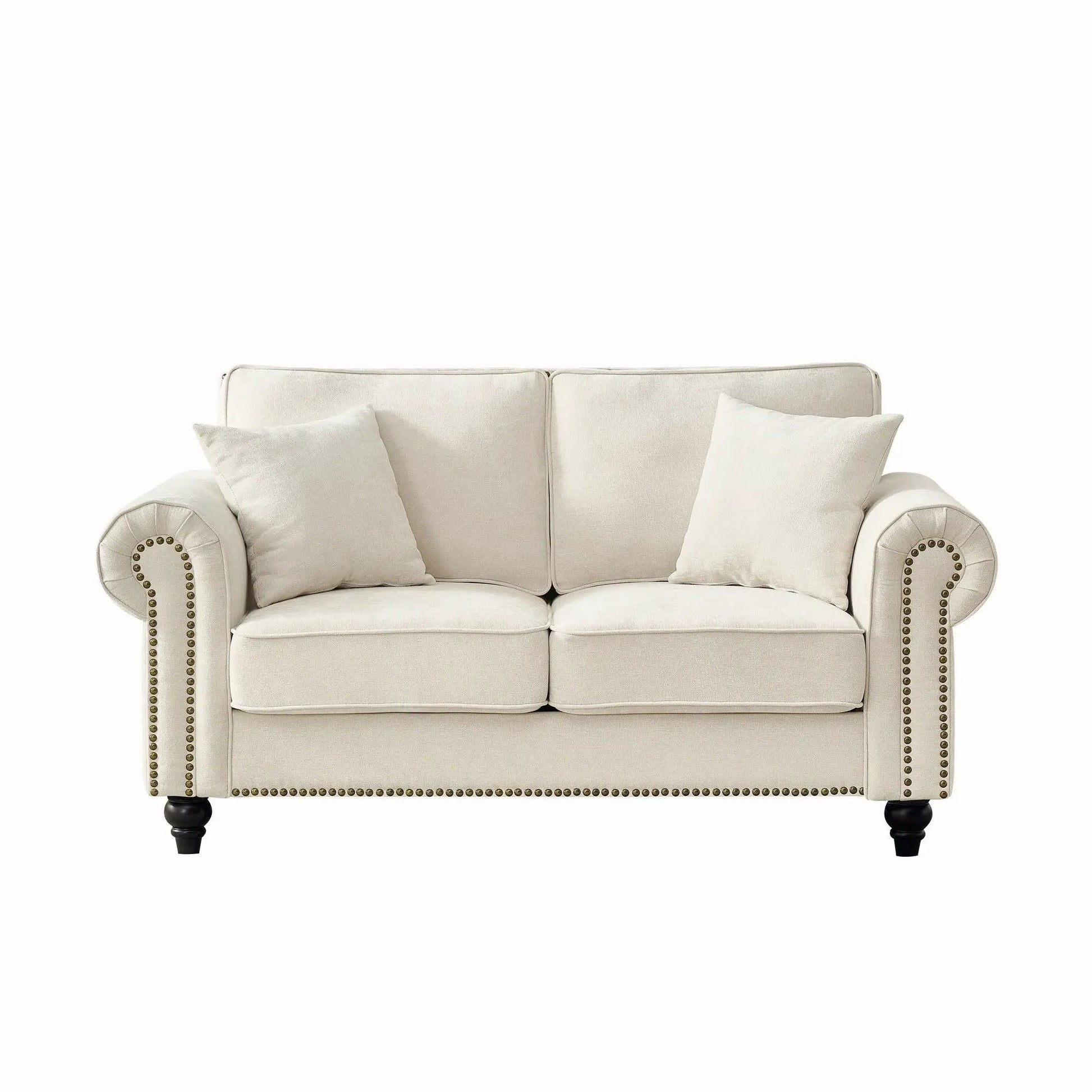 2 Seater Sofa with Rolled Arms, tufted beige upholstery by Unique Piece Furniture on Tampa Home & Garden Store
